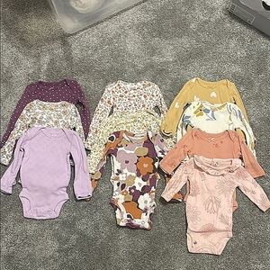 Preemie Long Sleeve Floral and Solid Onesies